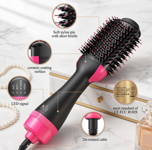 ONE STEP HOT AIR BRUSH DRYER AND VOLUMIZER BRUSH HAIR STYLER FOR STRAIGHTENING & CURLS