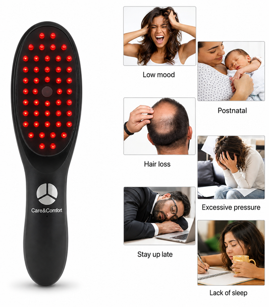 Hair Growth Scalp Massage Brush Comb With Steam & 3D Vibration - Red