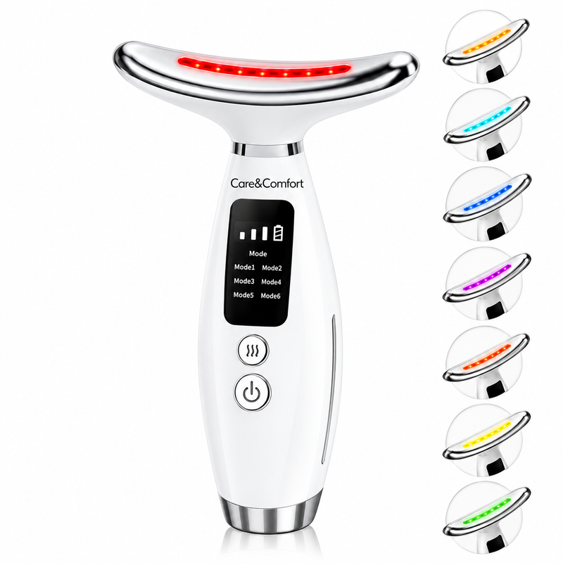 Face and Neck Massager, 7-in-1 Multifunctional Facial Massager, 7 Modes & 3 Levels, EMS, Guasha, Collagen Bosting, Skin Tightening, SkinCare device
