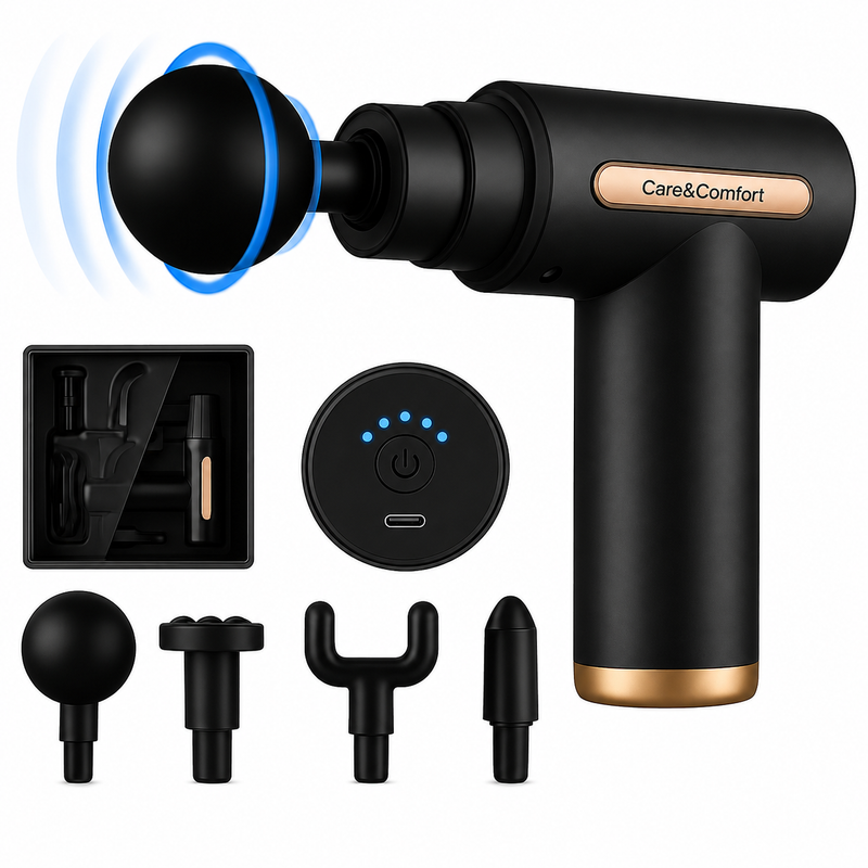 Powerful Deep Tissue Massage Gun – Multiple Attachments & Adjustable Speed - Rechargeable Deep Tissue Massage Gun – Full Body Pain Relief & Muscle Recovery Massager